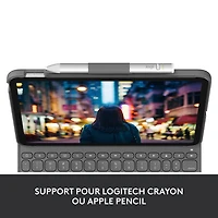 Étui-clavier Slim Folio avec clavier Bluetooth intégré de Logitech pour iPad (10e génération et puce A16) - Gris Oxford
