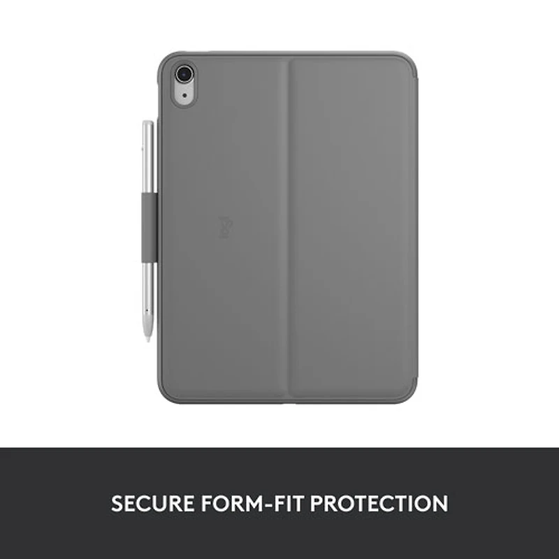 Étui-clavier Slim Folio avec clavier Bluetooth intégré de Logitech pour iPad (10e génération et puce A16) - Gris Oxford