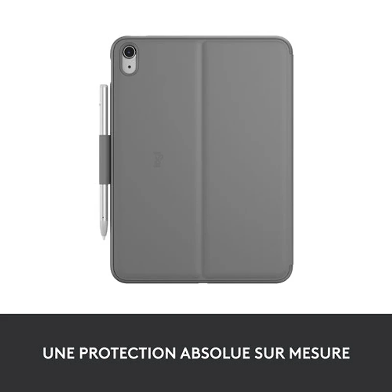 Étui-clavier Slim Folio avec clavier Bluetooth intégré de Logitech pour iPad (10e génération et puce A16) - Gris Oxford