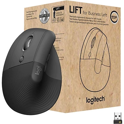 Souris Bluetooth verticale pour gaucher Lift de Logitech - Graphite