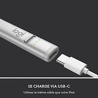 Stylet numérique USB-C Crayon de Logitech pour iPad (2018 et versions ultérieures) - Argenté