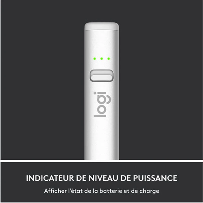 Stylet numérique USB-C Crayon de Logitech pour iPad (2018 et versions ultérieures) - Argenté