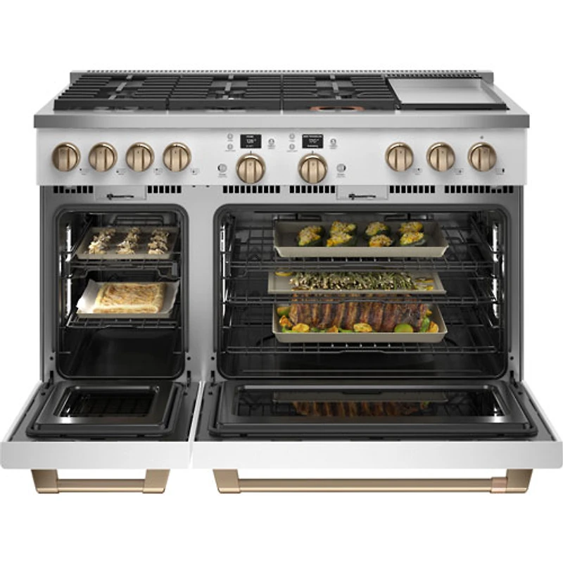Café 48" 8.25 Cu Ft Double Oven 6-Burner Freestanding Dual Fuel Air Fry Range (C2Y486P4TW2) - Matte White