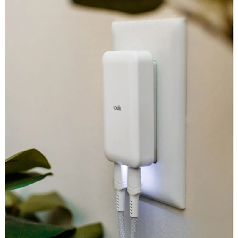 LOGiiX Power Plus Slim 35W Dual USB-C Wall Charger - White
