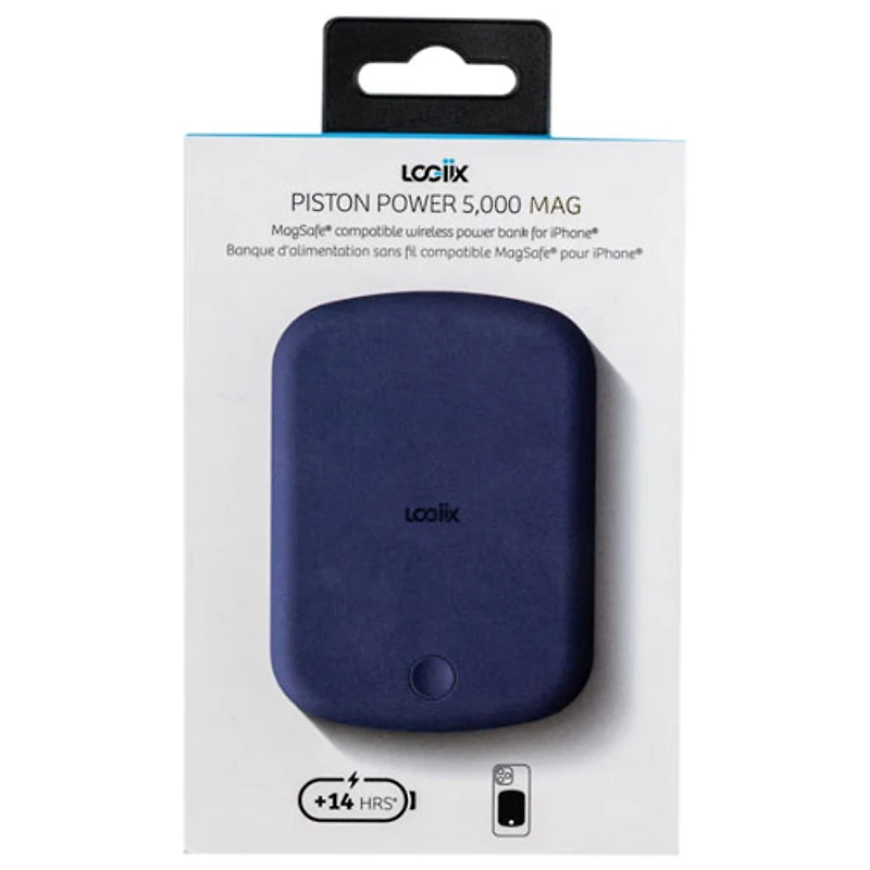 Chargeur portable USB-C de 5000 mAh Piston Power de LOGiiX avec MagSafe - Bleu marine