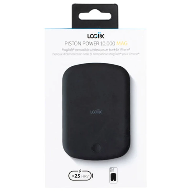 Chargeur portable USB-C de 10 000 mAh Piston Power de LOGiiX avec MagSafe - Noir