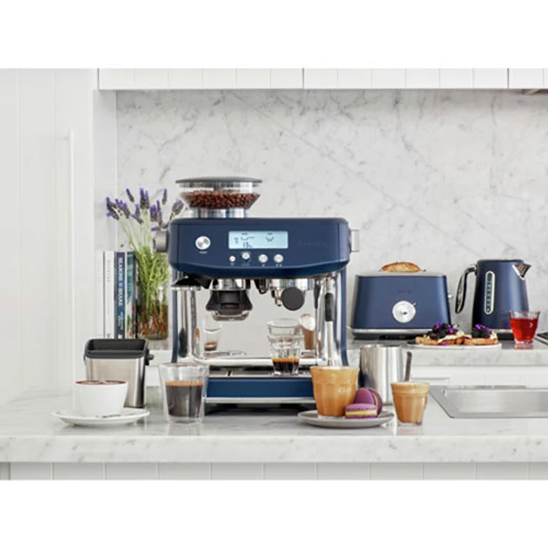 Refurbished (Good) - Breville Barista Pro Espresso Machine with Frother & Coffee Grinder - Damson Blue - Remanufactured by Breville