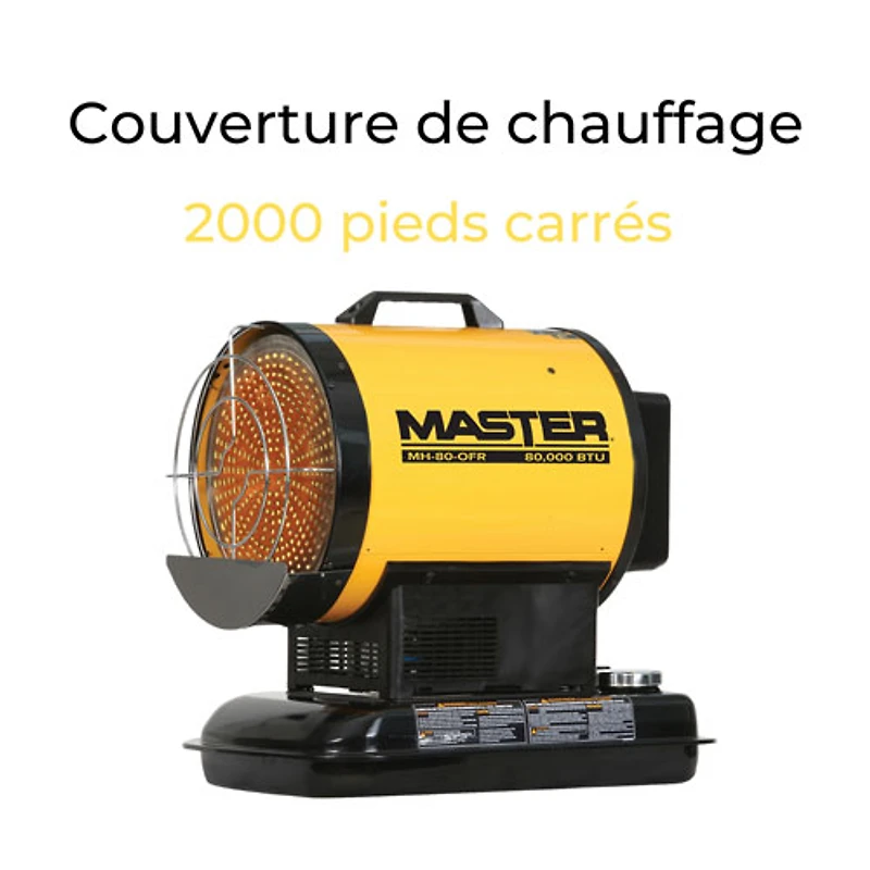Radiateur au diesel/kérosène et à batterie de Master - 80 000 BTU - Jaune