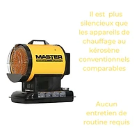 Radiateur au diesel/kérosène et à batterie de Master - 80 000 BTU - Jaune