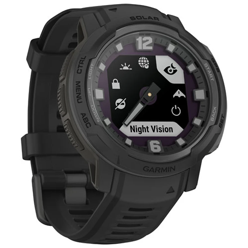 Montre intelligente multisport Bluetooth de 45 mm Instinct Crossover Solar Tactical Edition de Garmin - Noir