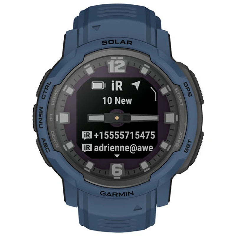 Montre intelligente multisport Bluetooth de 45 mm Instinct Crossover Solar de Garmin - Bleu profond