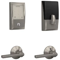 Poignée de porte à levier à serrure intelligente et pêne dormant Wi-Fi Encode de Schlage - Nickel satiné - Exclusivité Best Buy