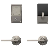 Poignée de porte à levier à serrure intelligente et pêne dormant Wi-Fi Encode de Schlage - Nickel satiné - Exclusivité Best Buy
