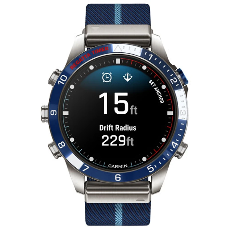 Montre intelligente nautique Bluetooth de 46 mm MARQ Captain Gen 2 de Garmin - Bleu marine