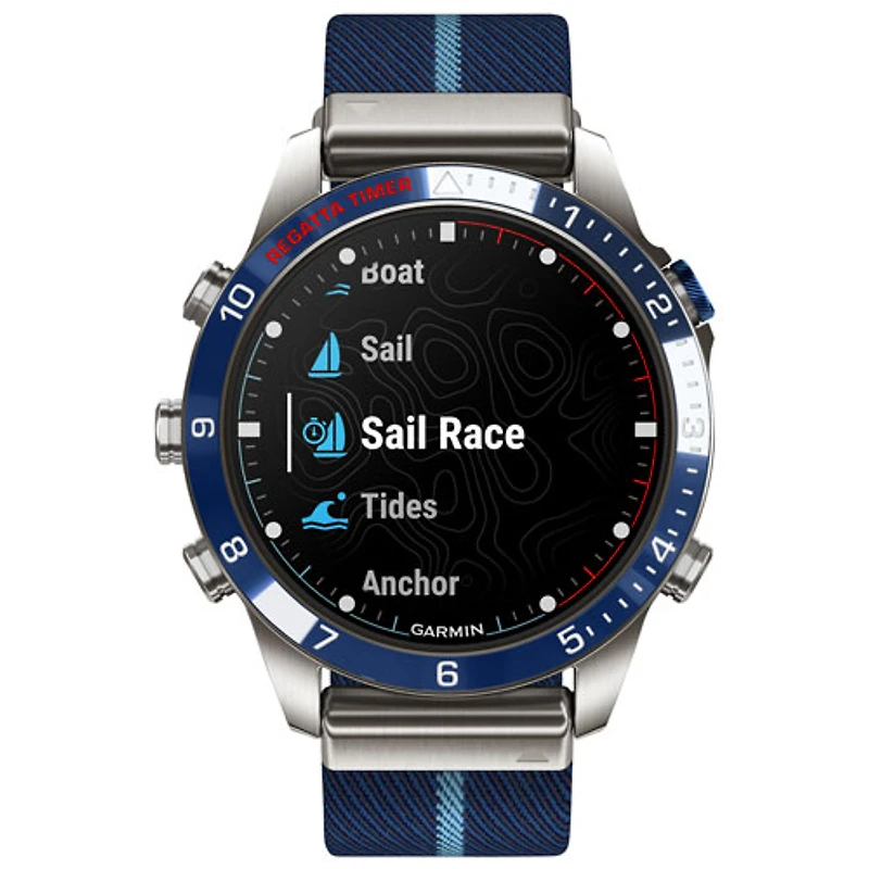 Montre intelligente nautique Bluetooth de 46 mm MARQ Captain Gen 2 de Garmin - Bleu marine