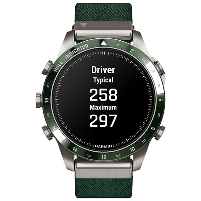 Montre intelligente Bluetooth avec GPS de 46 mm MARQ Golfer Gen 2 de Garmin - Vert pin