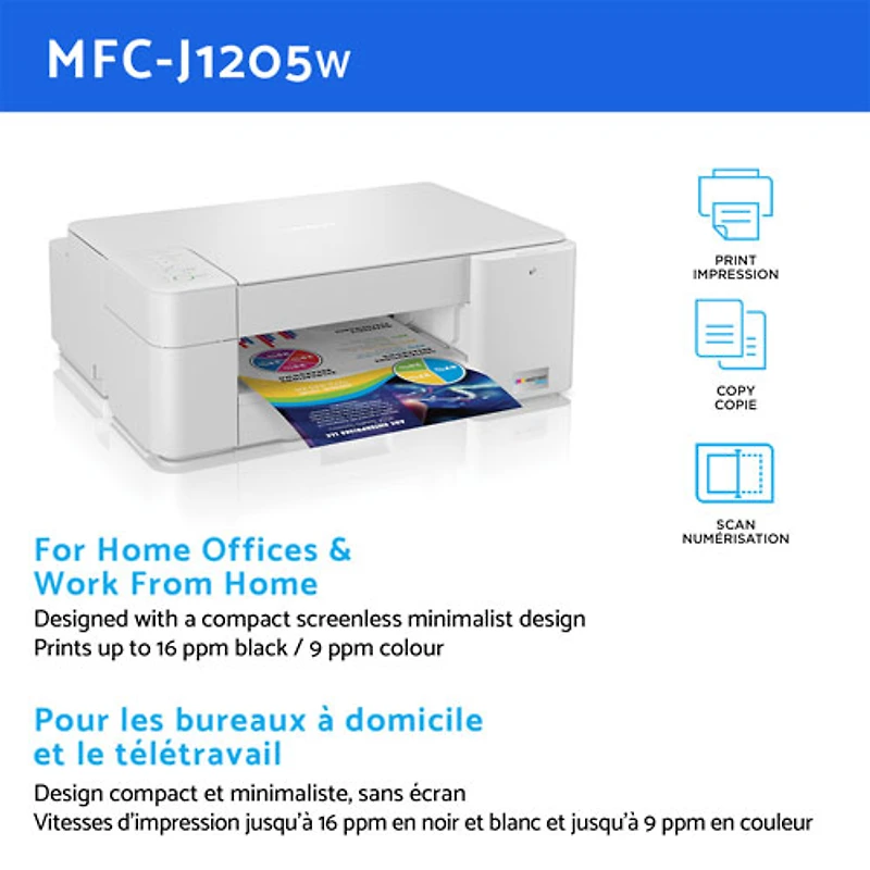 Brother Inkvestment Tank Wireless All-In-One Inkjet Printer (MFC-J1205W)