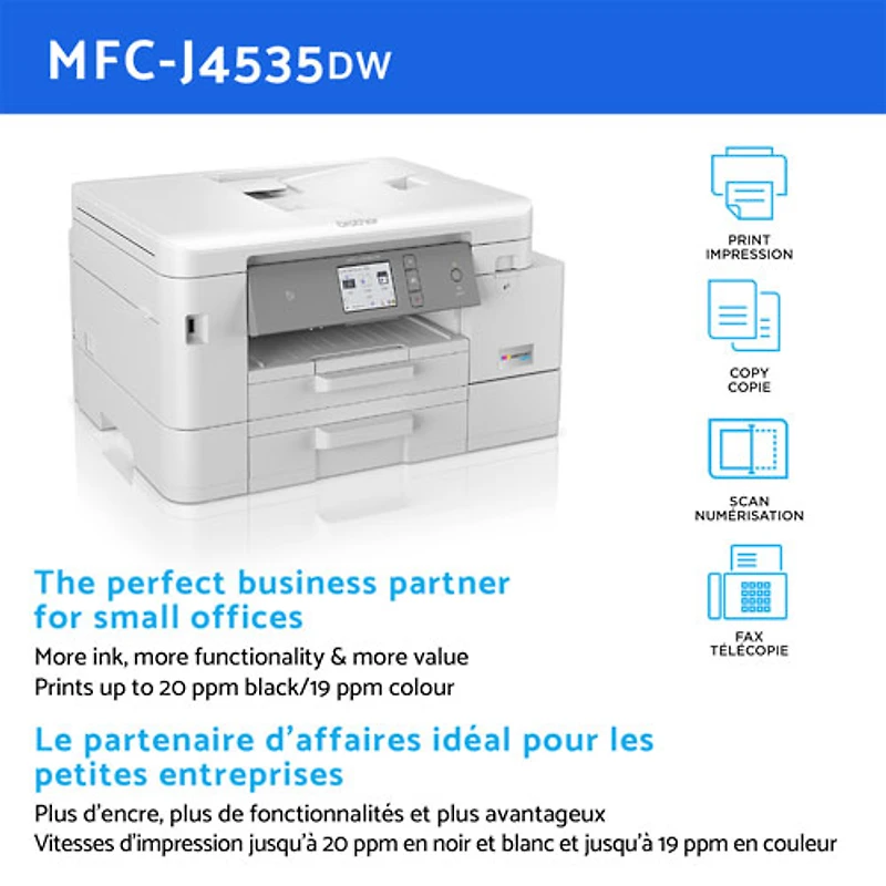 Imprimante à jet d'encre tout-en-un sans fil INKvestment Tank de Brother (MFC-J4535DW)