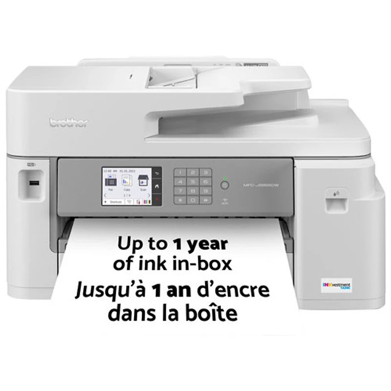 Imprimante à jet d'encre tout-en-un sans fil MFCJ5855DW de Brother avec INKvestment Tank