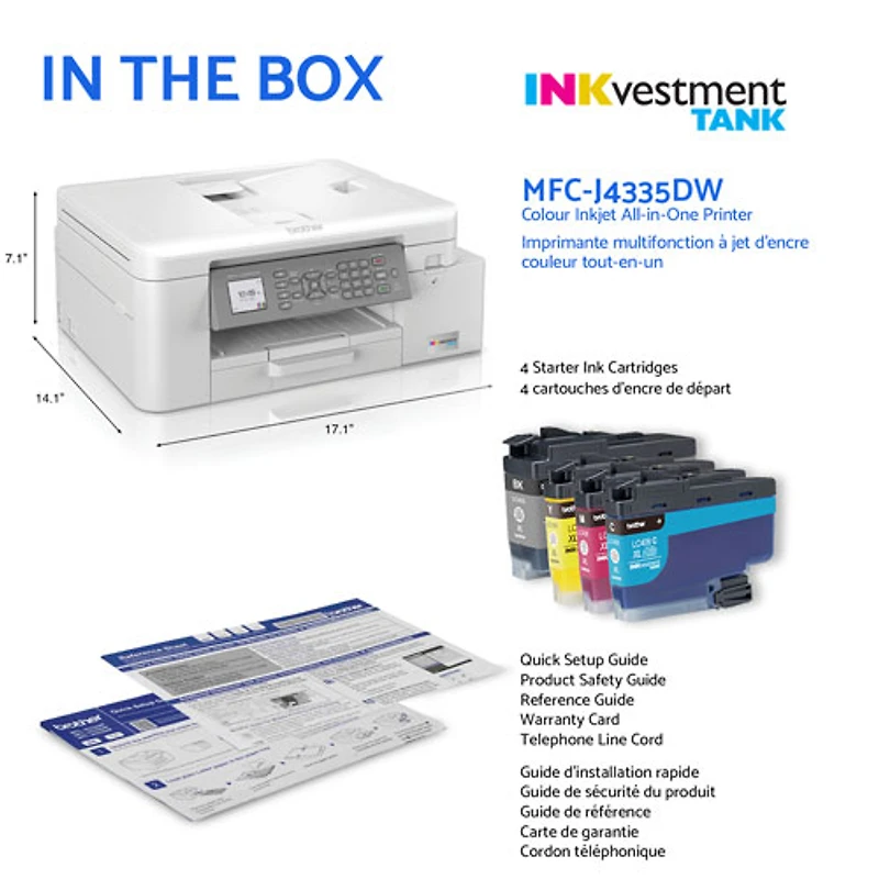 Brother MFCJ4335DW Wireless All-In-One Inkjet Printer with INKvestment Tank