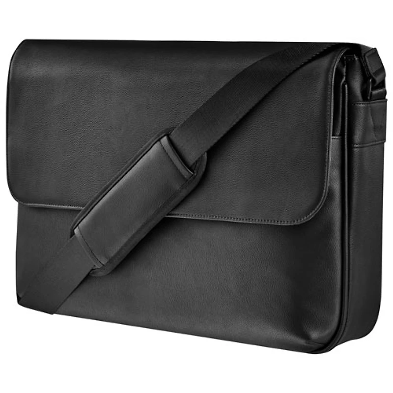 Insignia 15" Leather Laptop Messenger Bag - Black - Only at Best Buy