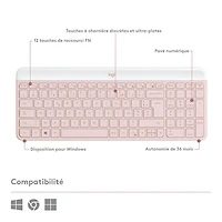 Ensemble clavier et souris optique sans fil Slim Combo MK470 de Logitech - Rose - Anglais