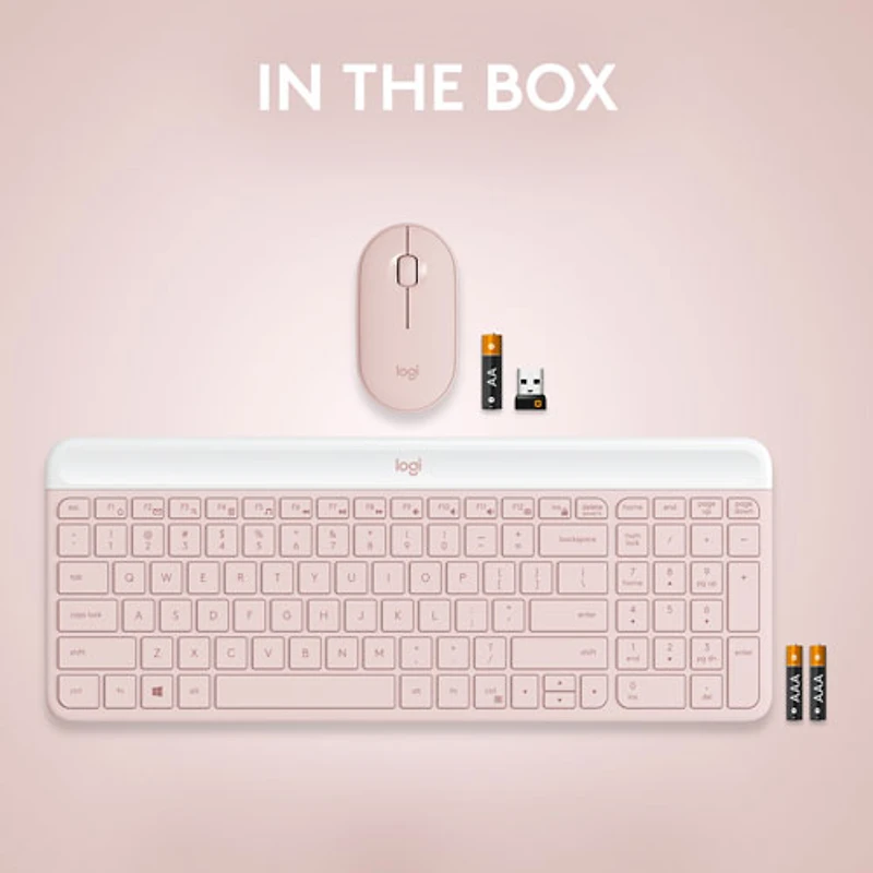 Ensemble clavier et souris optique sans fil Slim Combo MK470 de Logitech - Rose - Anglais