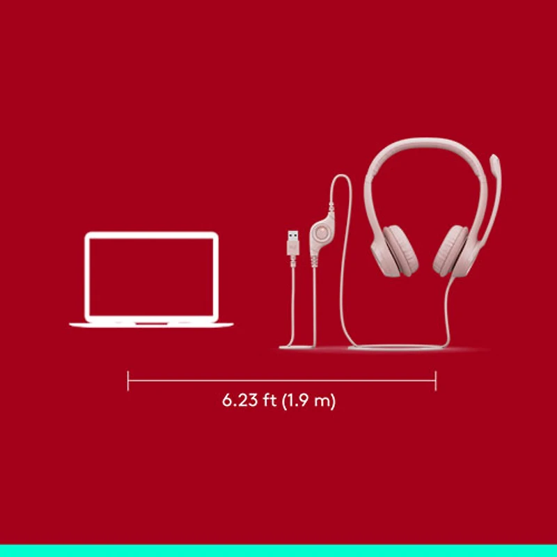 Logitech H390 Wired Headset with Noise Cancelling Microphone - Rose