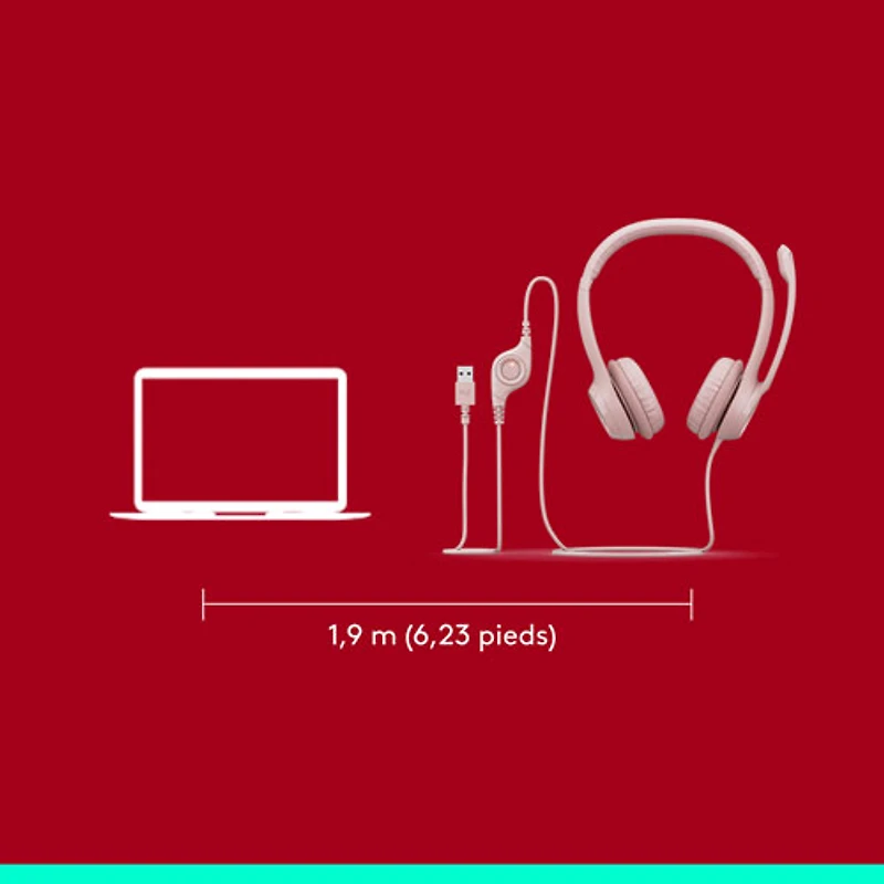Logitech H390 Wired Headset with Noise Cancelling Microphone - Rose