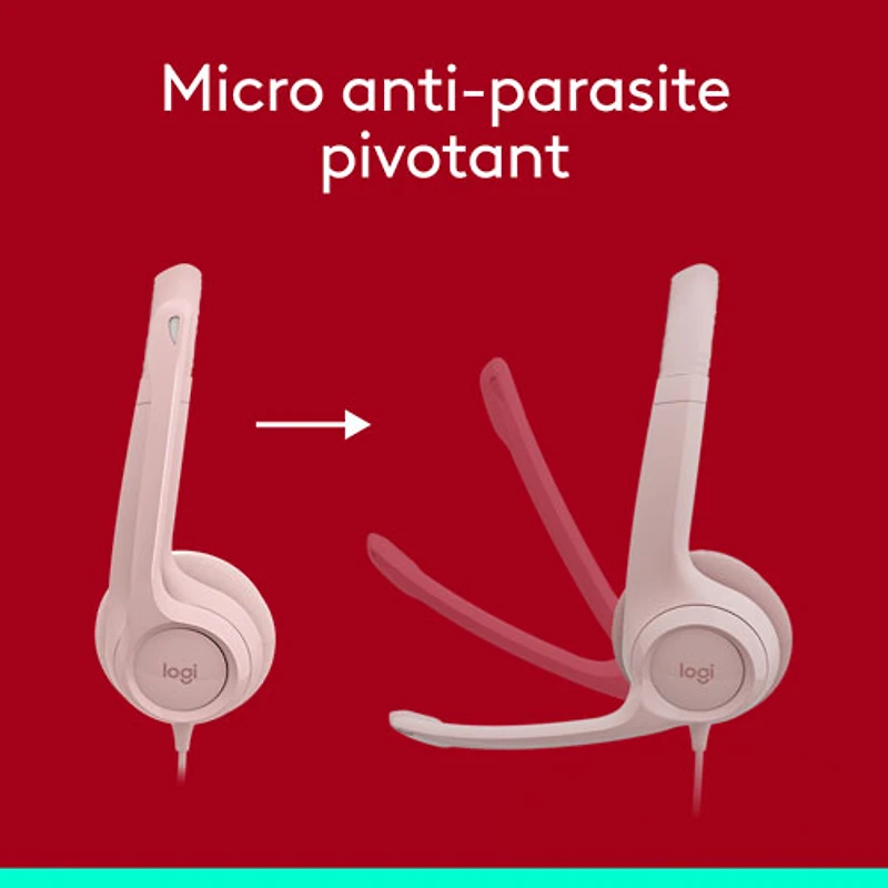 Logitech H390 Wired Headset with Noise Cancelling Microphone - Rose