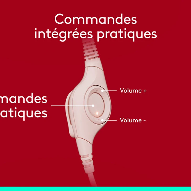 Casque d'écoute avec fil H390 de Logitech avec microphone à suppression du bruit - Rose