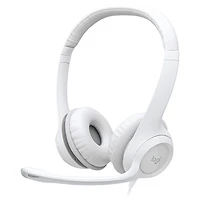 Casque d'écoute avec fil H390 de Logitech avec microphone à suppression du bruit - Blanc cassé