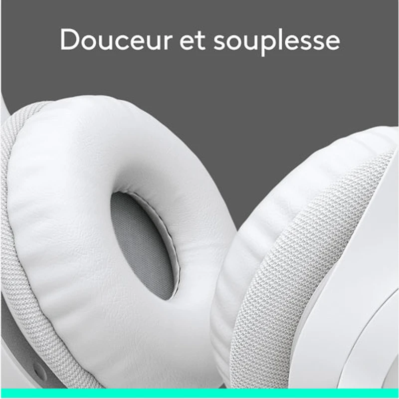 Casque d'écoute avec fil H390 de Logitech avec microphone à suppression du bruit - Blanc cassé