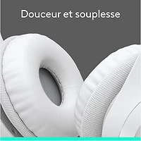 Casque d'écoute avec fil H390 de Logitech avec microphone à suppression du bruit - Blanc cassé