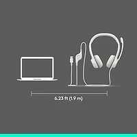 Casque d'écoute avec fil H390 de Logitech avec microphone à suppression du bruit - Blanc cassé