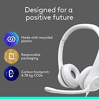 Casque d'écoute avec fil H390 de Logitech avec microphone à suppression du bruit - Blanc cassé