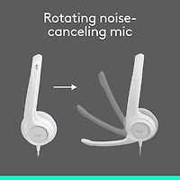 Casque d'écoute avec fil H390 de Logitech avec microphone à suppression du bruit - Blanc cassé
