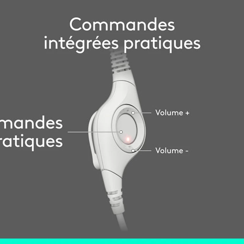 Casque d'écoute avec fil H390 de Logitech avec microphone à suppression du bruit - Blanc cassé