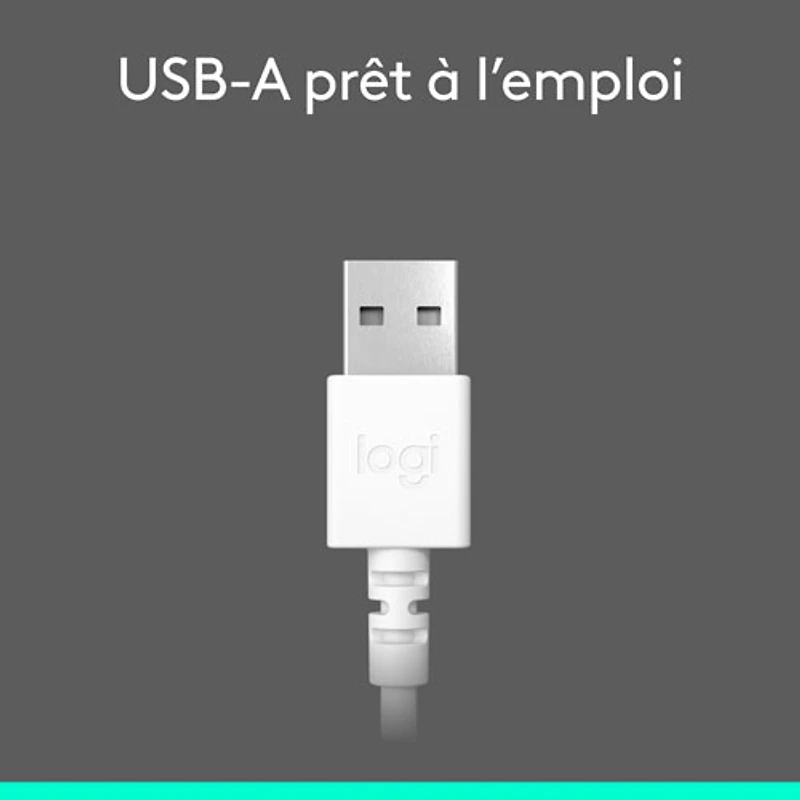 Casque d'écoute avec fil H390 de Logitech avec microphone à suppression du bruit - Blanc cassé