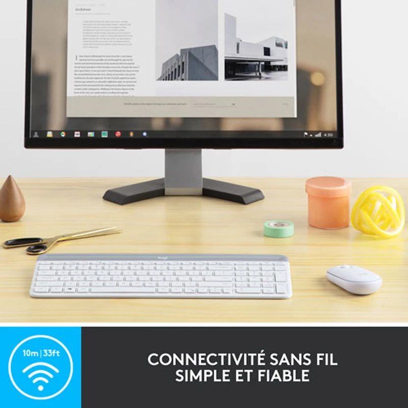 Logitech MK470 Slim Wireless Optical Keyboard & Mouse Combo - Off-White