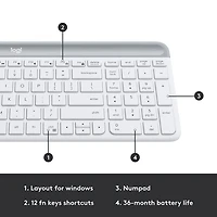 Logitech MK470 Slim Wireless Optical Keyboard & Mouse Combo - Off-White