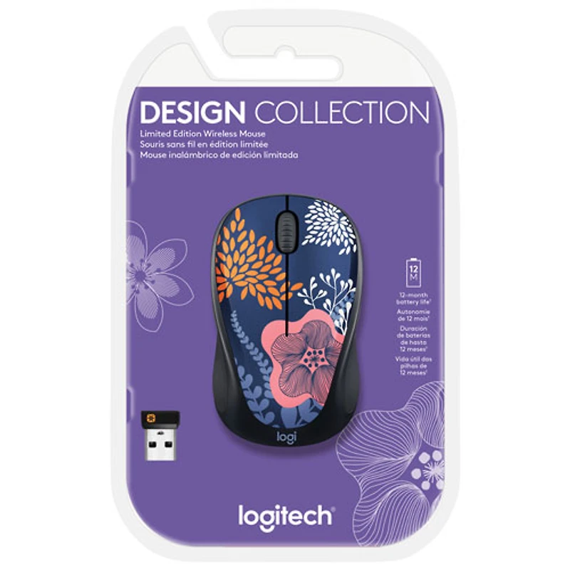 Souris optique sans fil collection Design de Logitech - Forest Floral