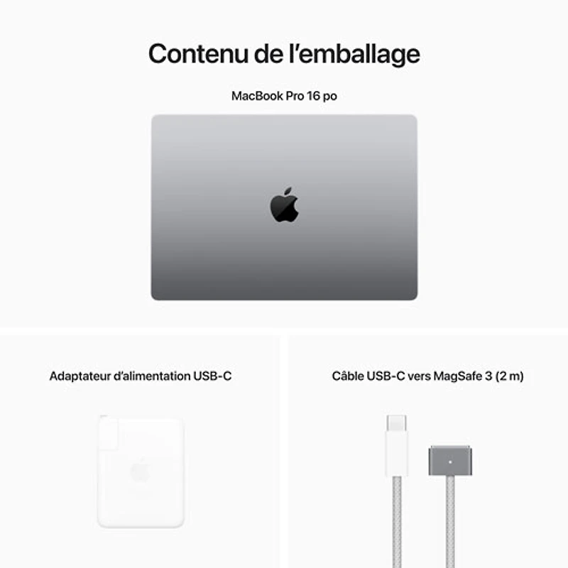 MacBook Pro de 16 po d'Apple (2023) - Gris cosmique (M2 Pro d'Apple/SSD 1 To/RAM 16 Go) - Français