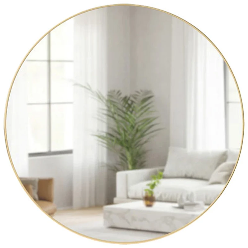 Hubba 34" Modern Wall Mirror - Brass