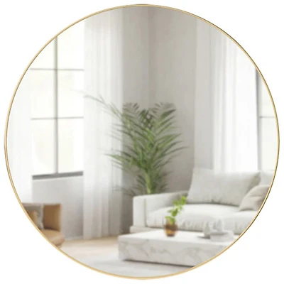 Hubba 34" Modern Wall Mirror - Brass