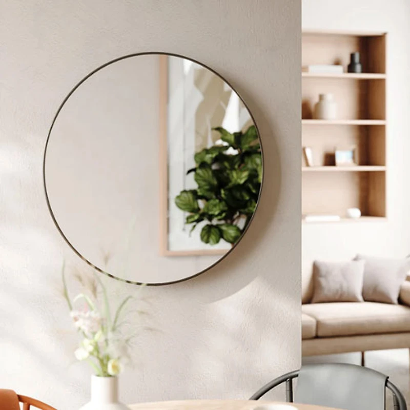 Miroir mural moderne de 34 po Hubba - Titane métallique