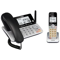 Téléphone avec fil/sans fil DECT 6.0 à 1 combiné de VTech avec répondeur (CS5249) - Argenté/Noir