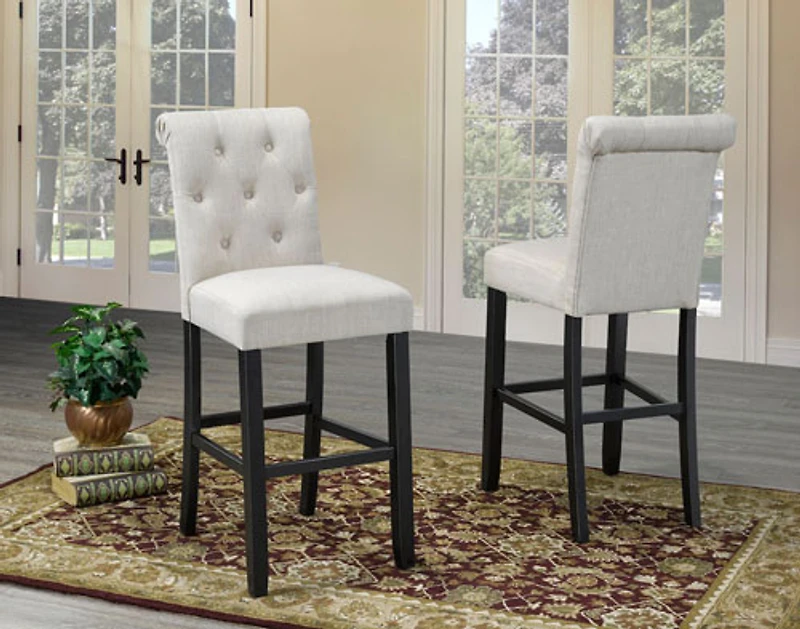 Tabouret de bar contemporain à hauteur de bar Tinga - Ensemble de 2 - Beige