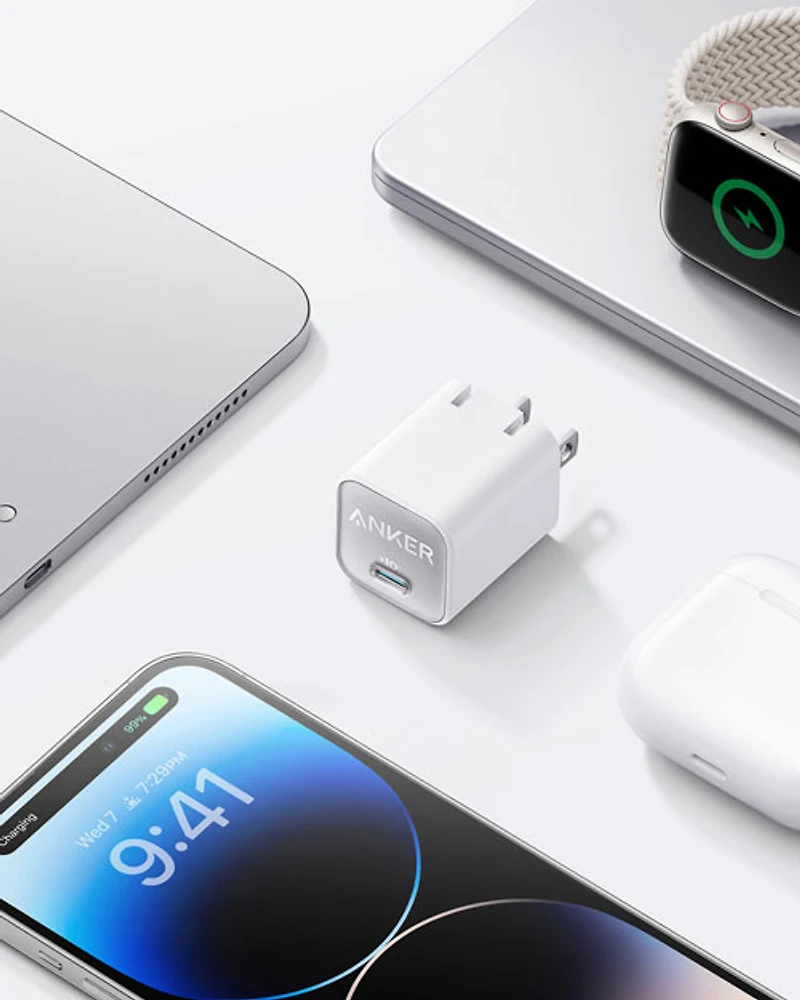 Chargeur mural USB-C de 30 W Nano 3 d'Anker - Blanc
