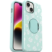 Étui rigide ajusté OtterGrip Symmetry d'OtterBox avec MagSafe pour iPhone 13/14 - Coquelicots sur fond bleu